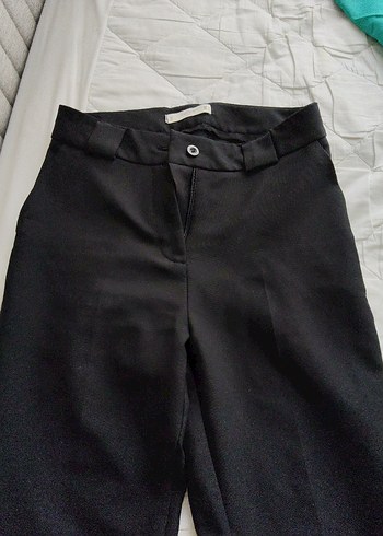 Kadın Siyah Kemerli Kumaş Pantolon - Görsel 2