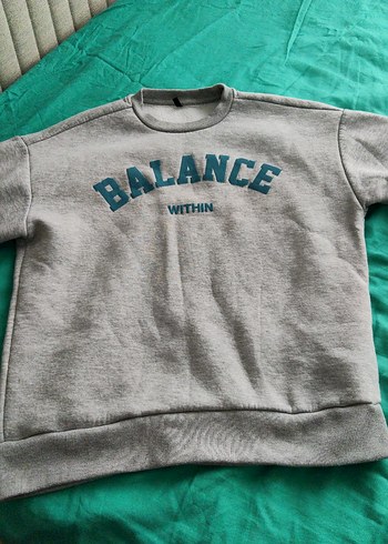 Gri Baskılı Kadın Sweatshirt - Görsel 2