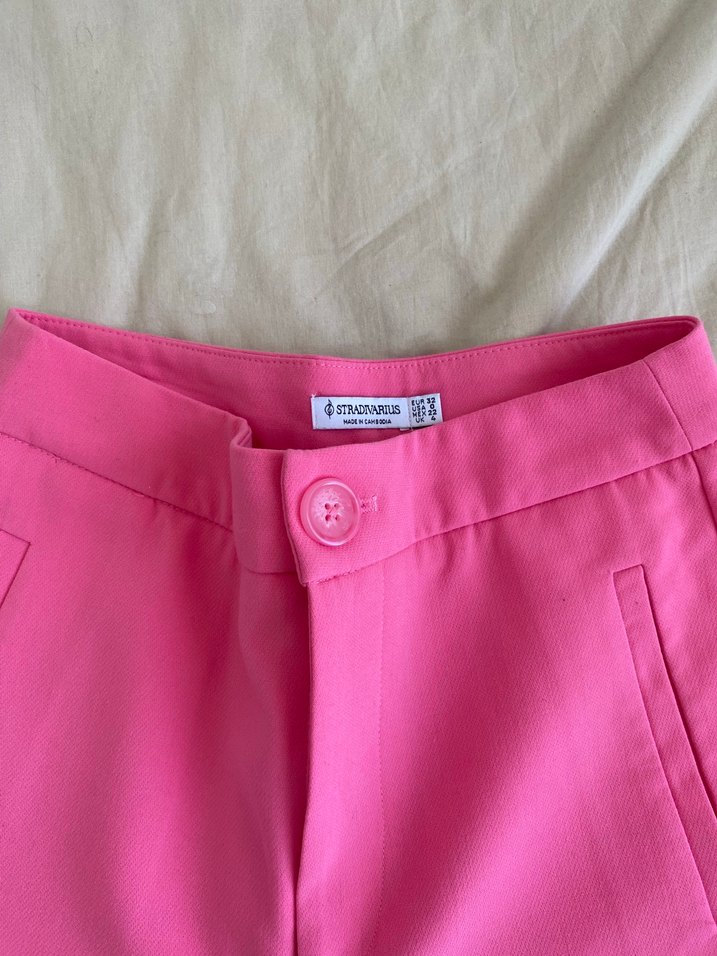 Pembe Kadın  Kumaş Pantolon - Görsel 4