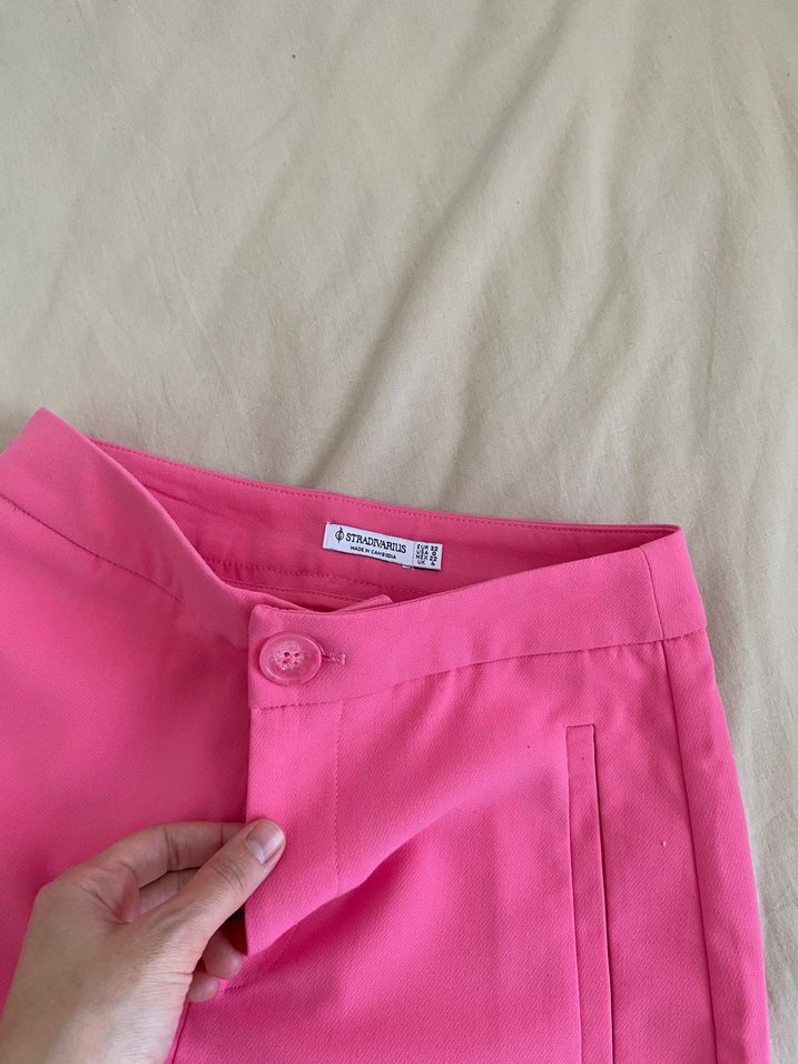 Pembe Kadın  Kumaş Pantolon - Görsel 2