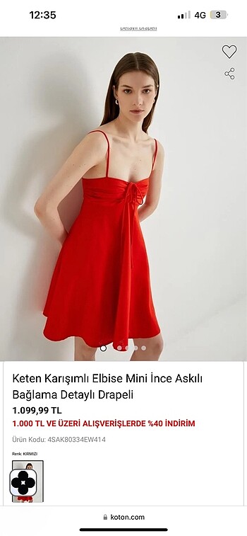 Koton keten elbise