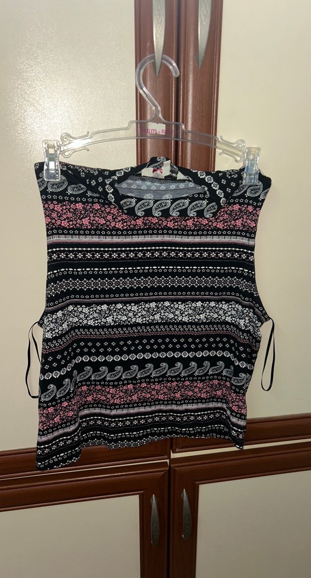 Örgü Detaylı Bohem Yüksek Yakalı Crop Top - Görsel 2