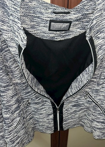 Gri Mini Fermuarlı Kadın Ceket - Görsel 3