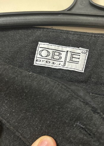 Kadın antrasit Kemerli Denim Kumaş Pantolon - Görsel 3