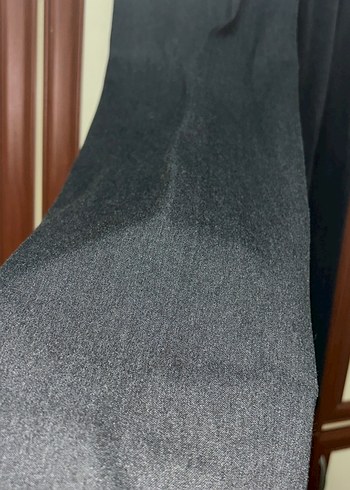 Kadın antrasit Kemerli Denim Kumaş Pantolon - Görsel 4