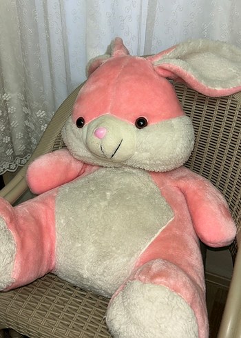 Pembe ve krem peluş oyuncak tavşan - Görsel 2