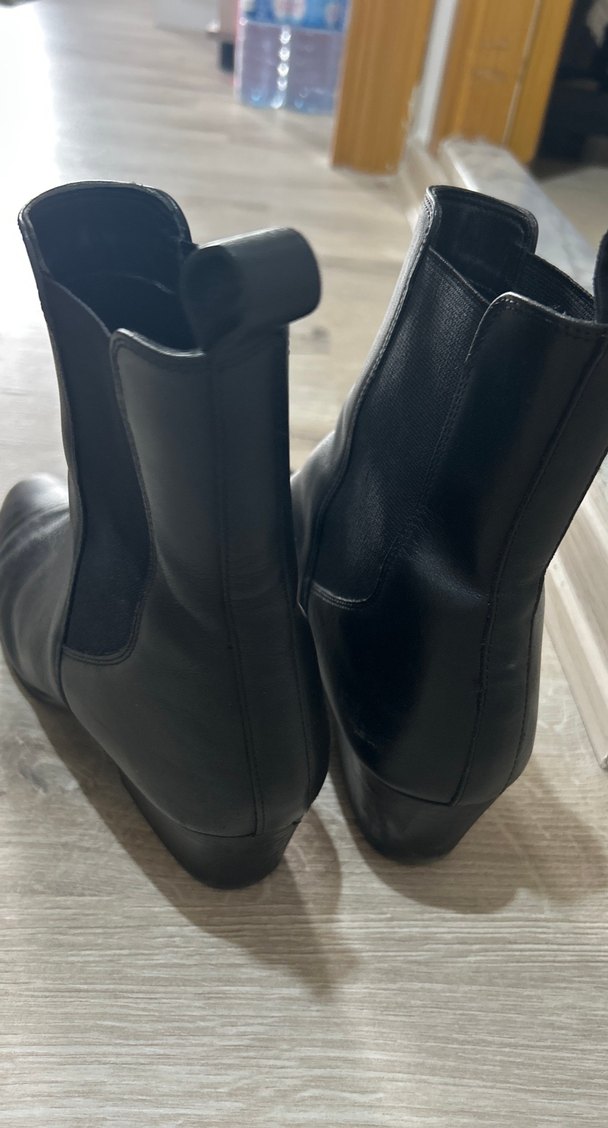 Siyah Deri Stiletto Topuklu Kadın Bot - Görsel 3