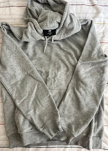 H&M Gri Melanj Kapusonlu Sweatshirt