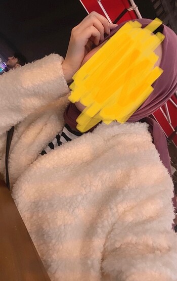 Peluş beyaz mont