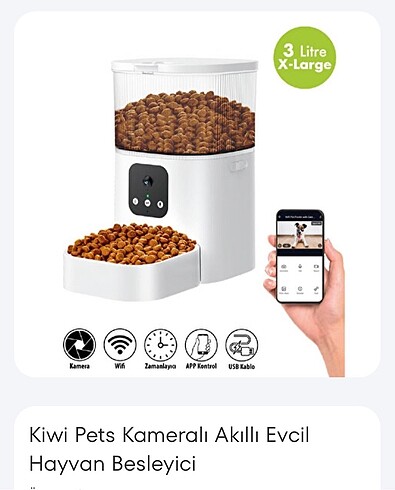 Kiwipets kameralı akıllı evcil hayvan besleyici