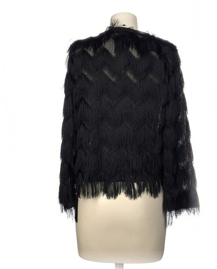 Kadın Siyah Kürk Detaylı Goth Ceket - Görsel 3