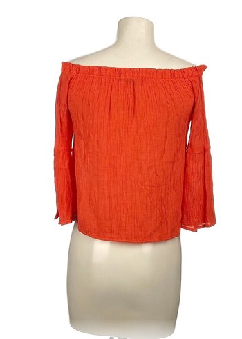 Kırmızı Straplez Uzun Kollu Kadın Bluz - Görsel 3