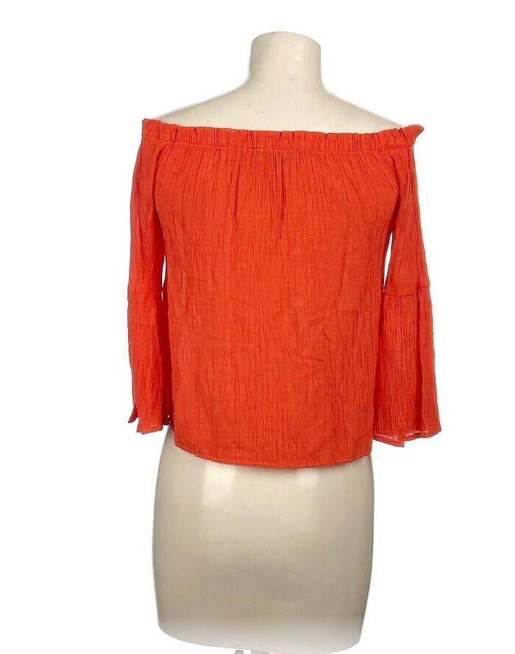 Kırmızı Straplez Uzun Kollu Kadın Bluz - Görsel 3