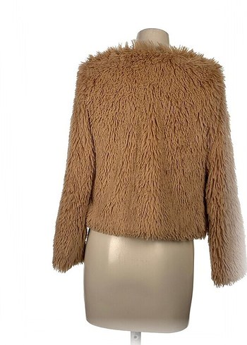 Bej Kadın Uzun Kollu Suni Kürk Ceket - Görsel 3