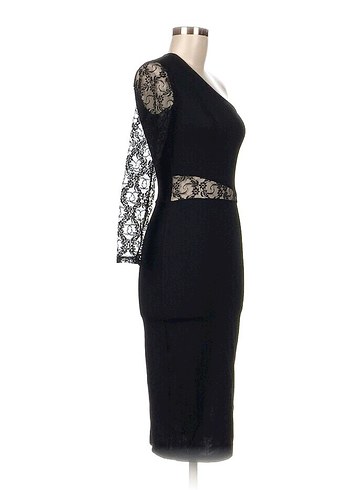 Siyah Dantel Detaylı Uzun Gotik Kadın Abiye Elbise - Görsel 2