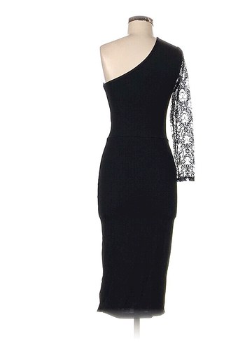 Siyah Dantel Detaylı Uzun Gotik Kadın Abiye Elbise - Görsel 3