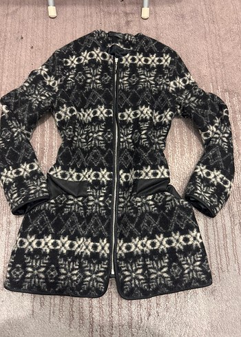 y2k vintage coquette kürklü gri midi kaban