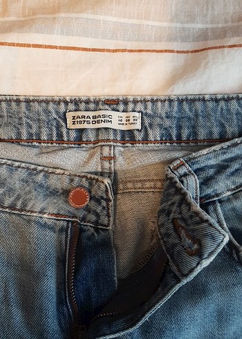 Zara Nakışlı mavi Kadın Kot Pantolon