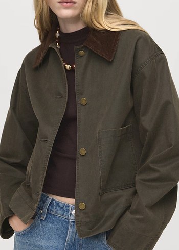 Kadife yaka denim parka