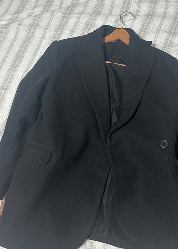 Düğmeli Siyah Kadın Blazer kaşe Ceket