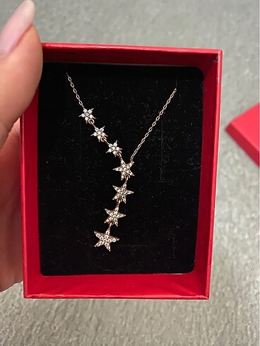 Yıldızlı rose 925 ayar gümüş kolye
