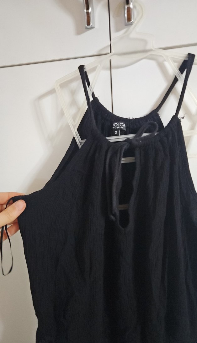 Dantel Detaylı Siyah Kadın Mini Tulum - Görsel 5