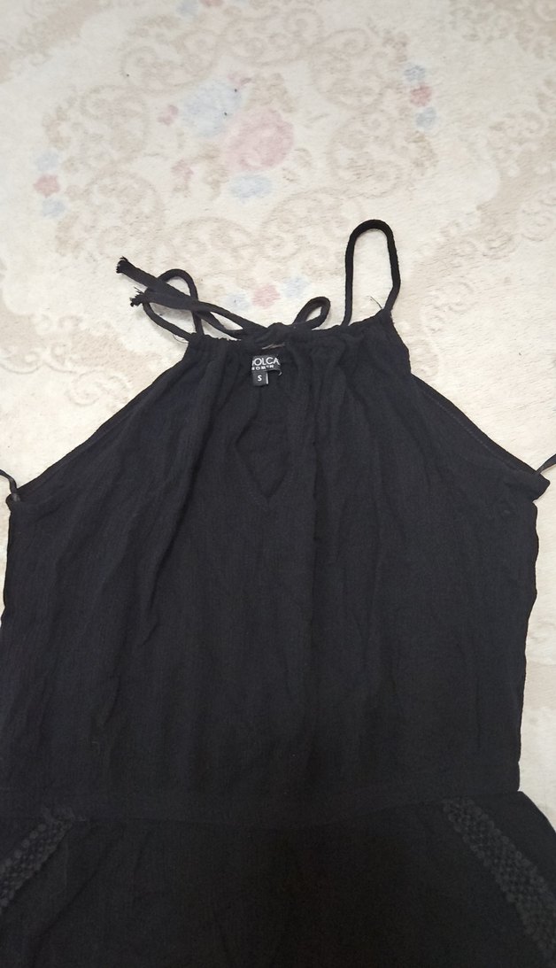 Dantel Detaylı Siyah Kadın Mini Tulum - Görsel 3