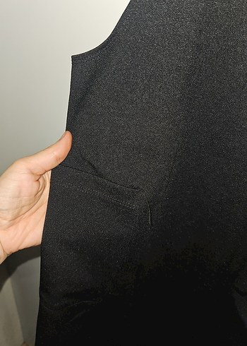 Siyah Kolsuz Midi Salopet elbise - Görsel 4