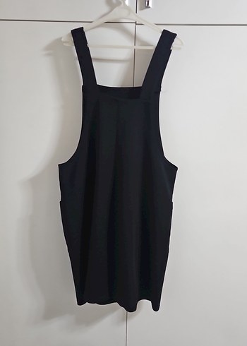 Siyah Kolsuz Midi Salopet elbise - Görsel 6