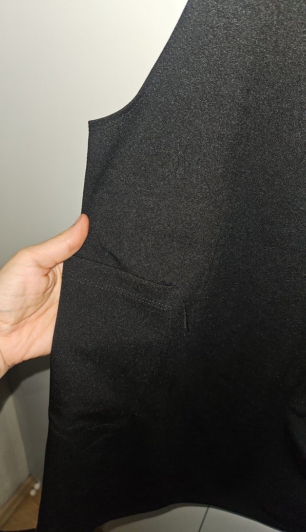 Siyah Kolsuz Midi Salopet elbise - Görsel 4