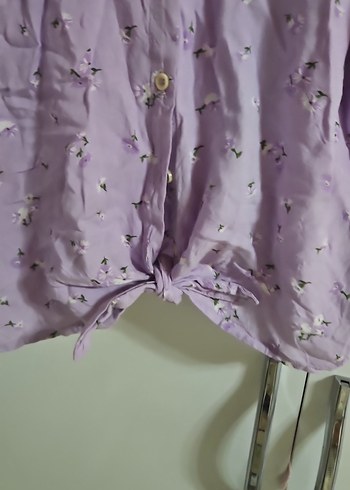 Mor Bağlamalı Düğmeli çocuk Gömlek - Görsel 3