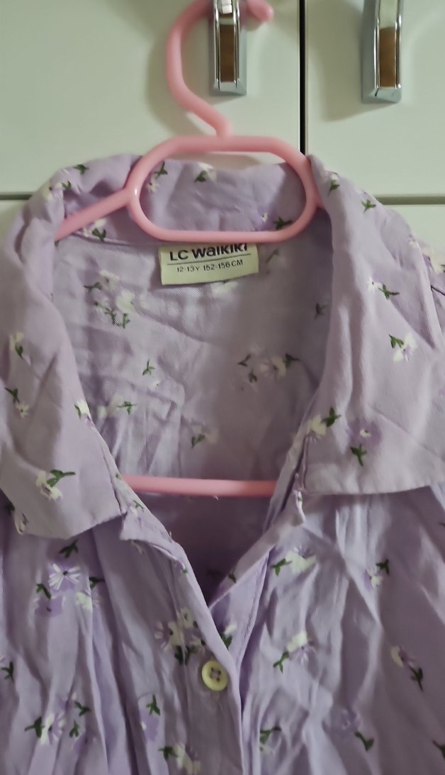 Mor Bağlamalı Düğmeli çocuk Gömlek - Görsel 2