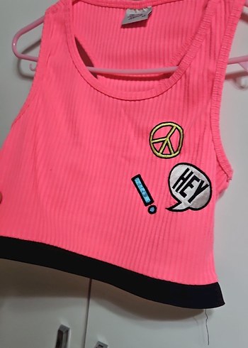 Kız Çocuk Pembe Straplez Atlet ve Siyah Etek - Görsel 5