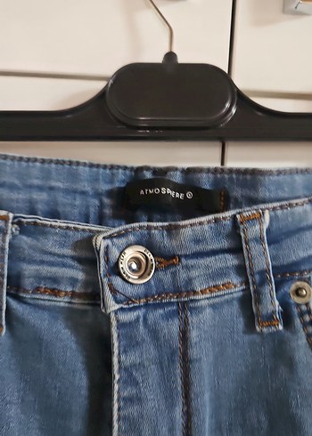 Gri Renkli Bol Kesim Kadın Denim Şort - Görsel 2