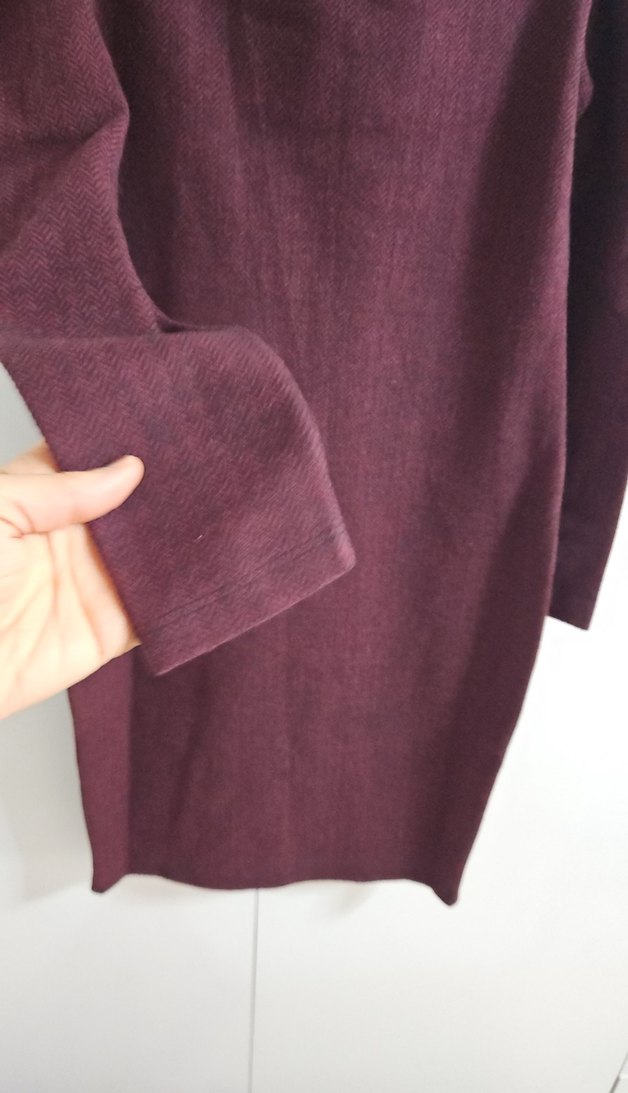 Bordo Straplez Uzun Kollu Triko Elbise - Görsel 4