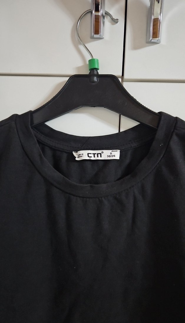 Siyah Kadın Kısa Kollu Basic Tişört - Görsel 3