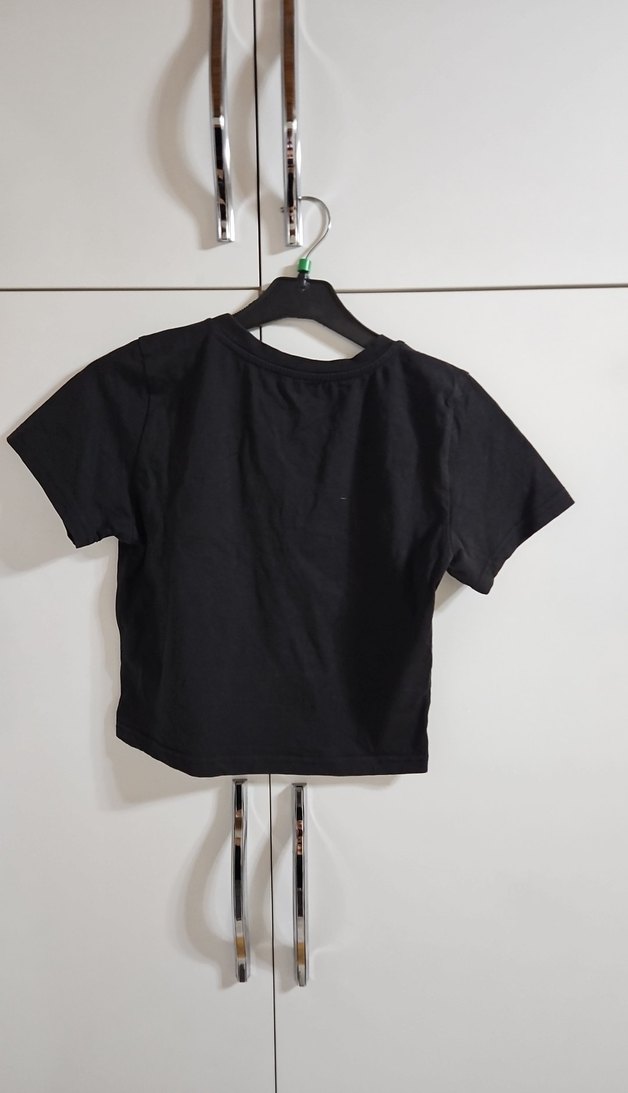 Siyah Kadın Kısa Kollu Basic Tişört - Görsel 2