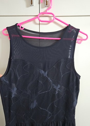 Siyah Midi Kolsuz V Yaka Elbise - Görsel 2