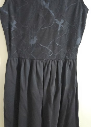 Siyah Midi Kolsuz V Yaka Elbise - Görsel 3