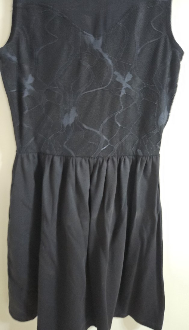 Siyah Midi Kolsuz V Yaka Elbise - Görsel 3