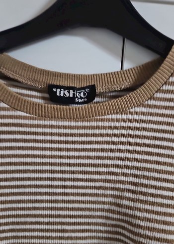 Bej Çizgili Uzun Kollu crop - Görsel 2