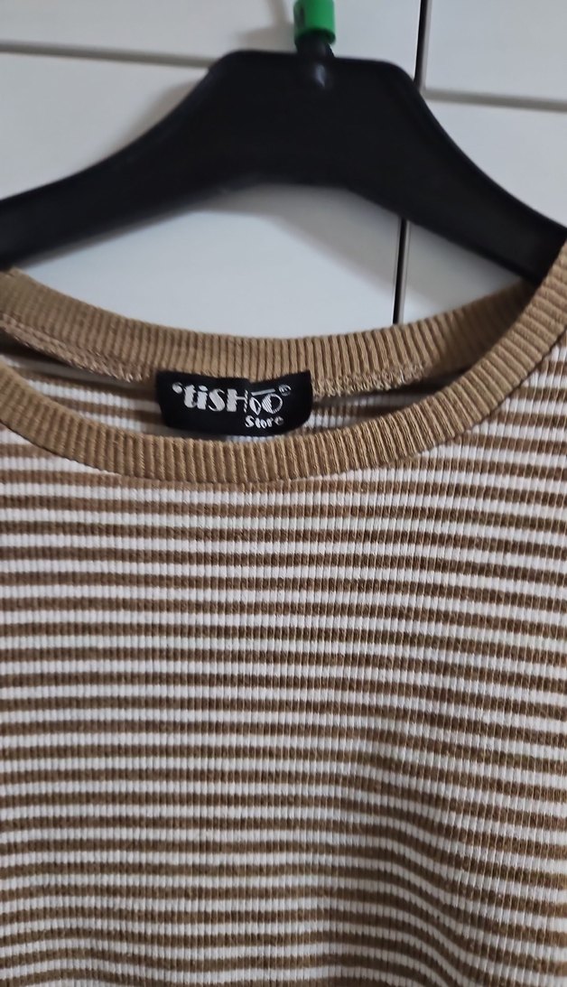 Bej Çizgili Uzun Kollu crop - Görsel 2