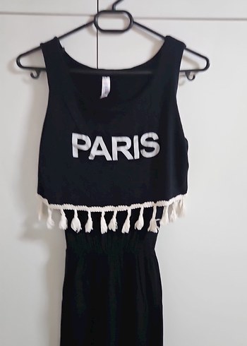 Püsküllü Siyah Paris Uzun Elbise - Görsel 2