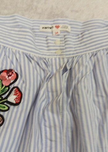 Nakışlı Pamuklu Mini Etek - Görsel 3