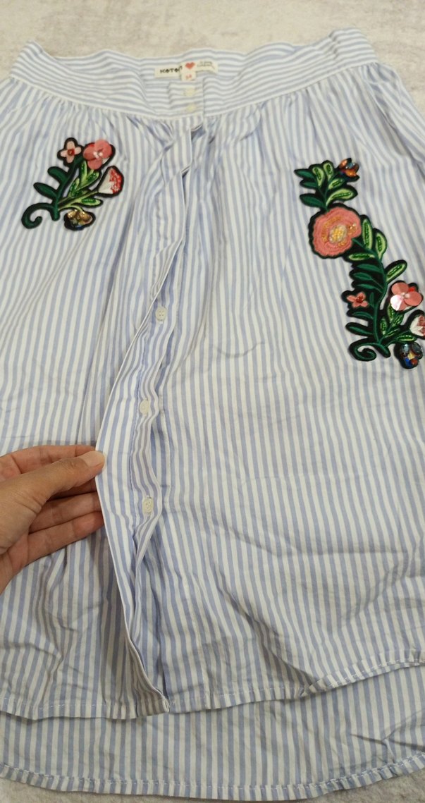 Nakışlı Pamuklu Mini Etek - Görsel 4