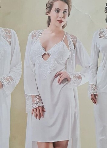 l Beden Xses Ekru Rengi 6'lı Gecelik Takımı