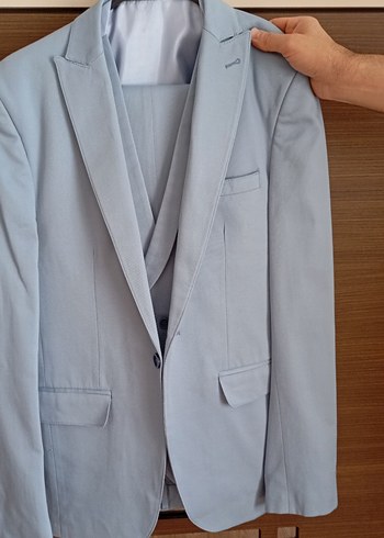 Erkek bebek mavisi,  Modern Klasik yelekli slim fit takım elbise - Görsel 7