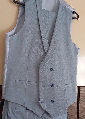 Erkek bebek mavisi,  Modern Klasik yelekli slim fit takım elbise - Görsel 4