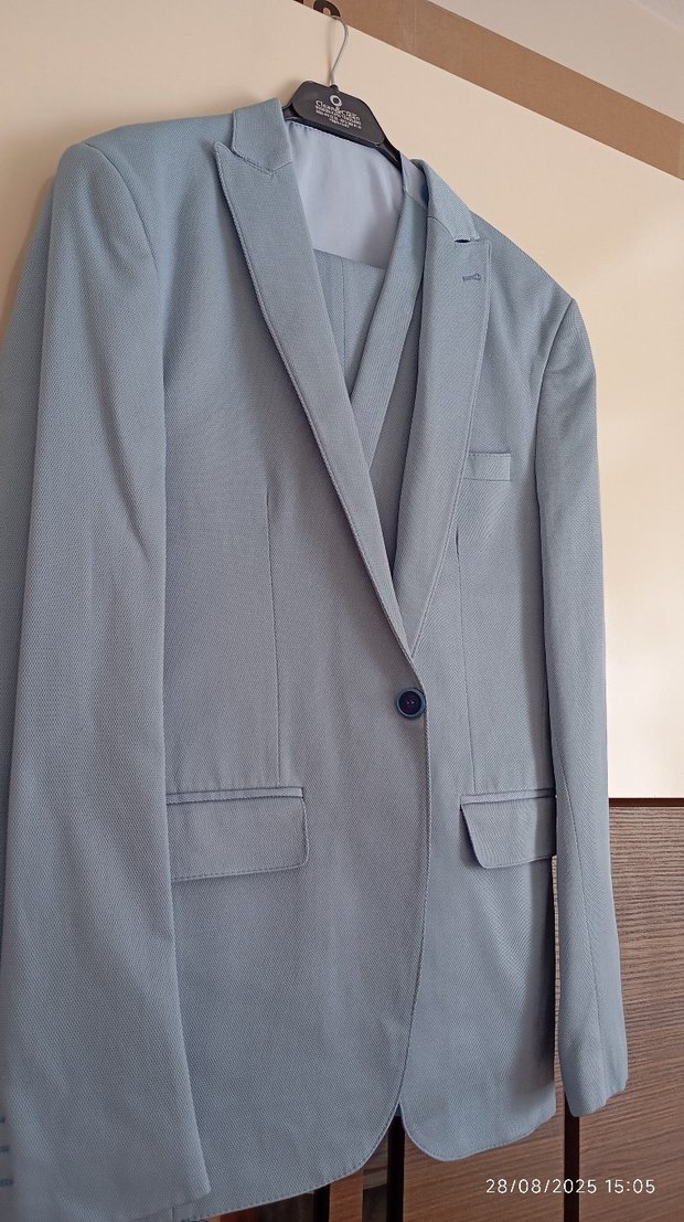 Erkek bebek mavisi,  Modern Klasik yelekli slim fit takım elbise - Görsel 5