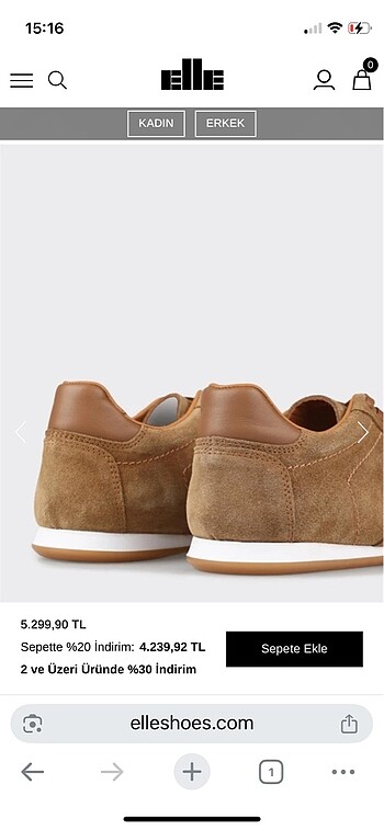 38 Beden camel Renk Elle shoes süet sneaker